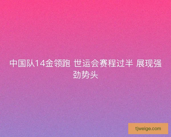 中国队14金领跑 世运会赛程过半 展现强劲势头 中国队14金领跑 世运会赛程过半 展现强劲势头