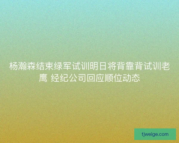 杨瀚森结束绿军试训明日将背靠背试训老鹰 经纪公司回应顺位动态 杨瀚森结束绿军试训明日将背靠背试训老鹰 经纪公司回应顺位动态