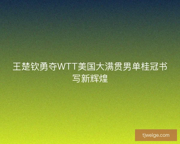 王楚钦勇夺WTT美国大满贯男单桂冠书写新辉煌 王楚钦勇夺WTT美国大满贯男单桂冠书写新辉煌